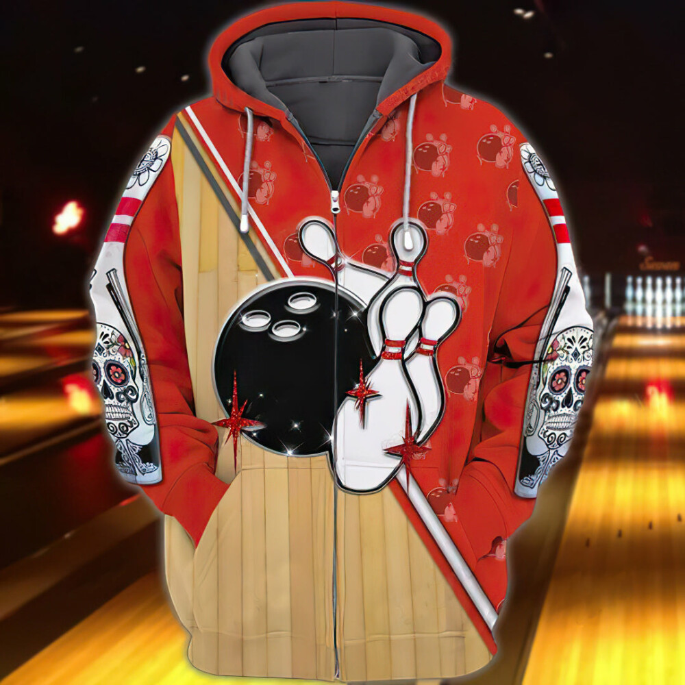 Awesome Bowling Ball Skull - Hoodie - HOOD01DUC221021
