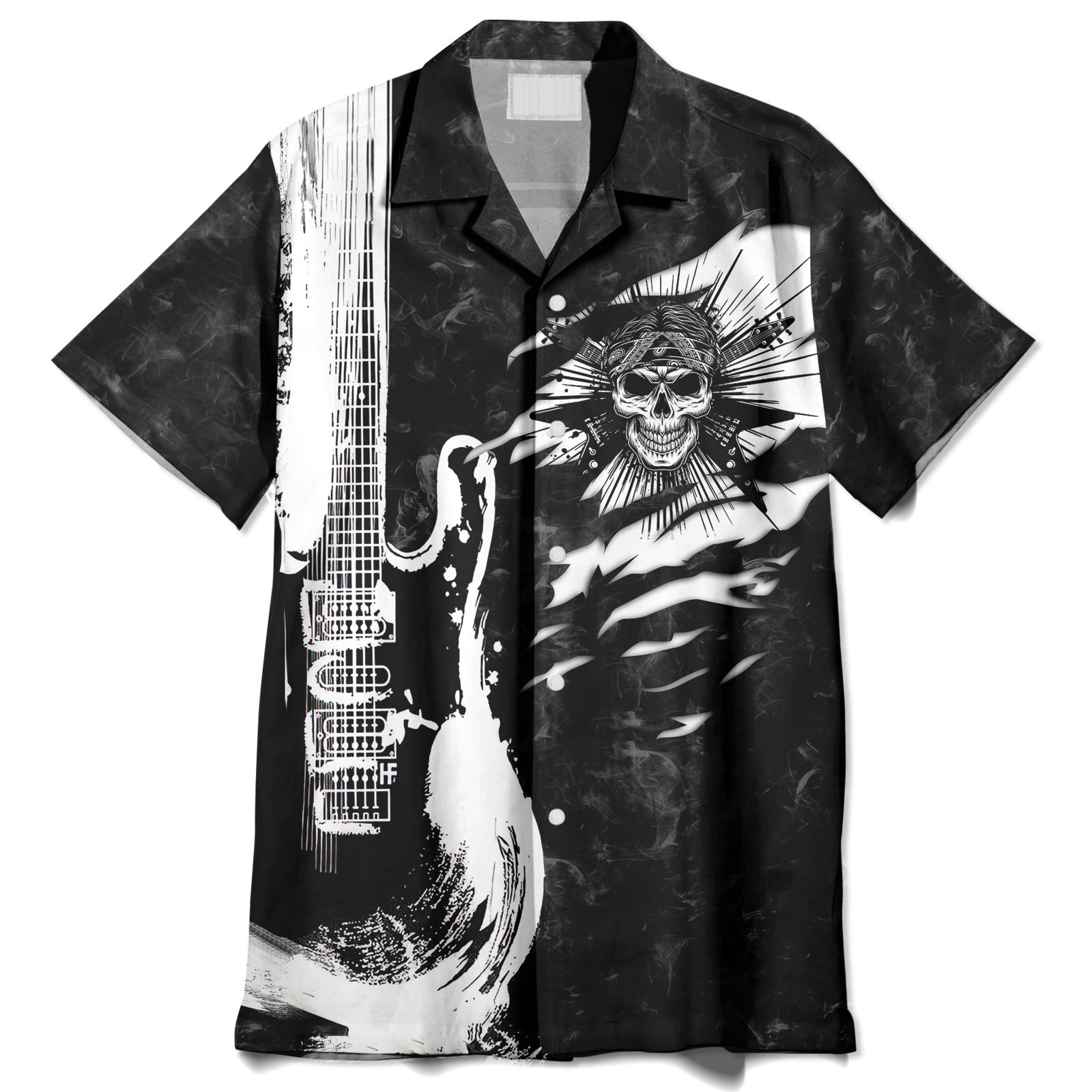 Guitar And Skull Hawaiian Shirt | For Men & Women | Adult |