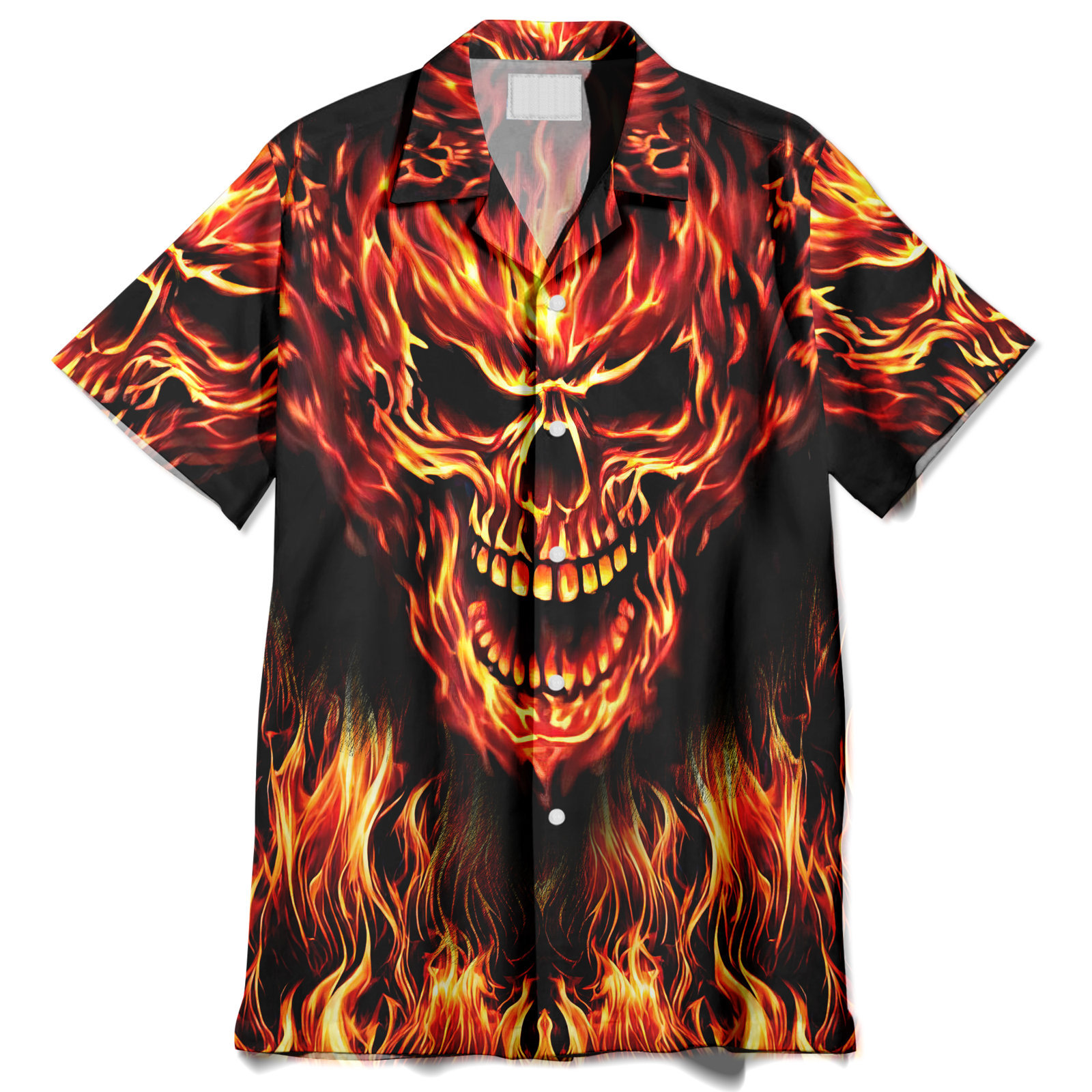 Skull 3d Fire Hawaiian Shirt