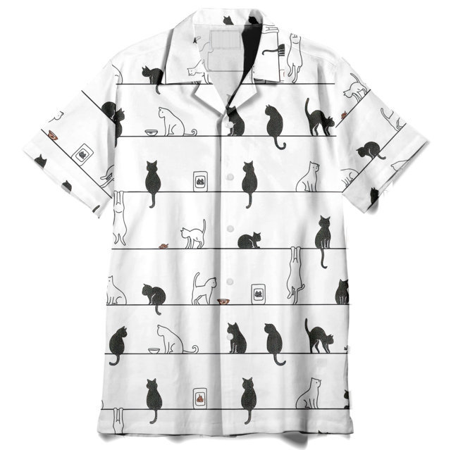 Cats Mininalist Hawaiian Shirt | Crazy Funny Hawaiian Shirt