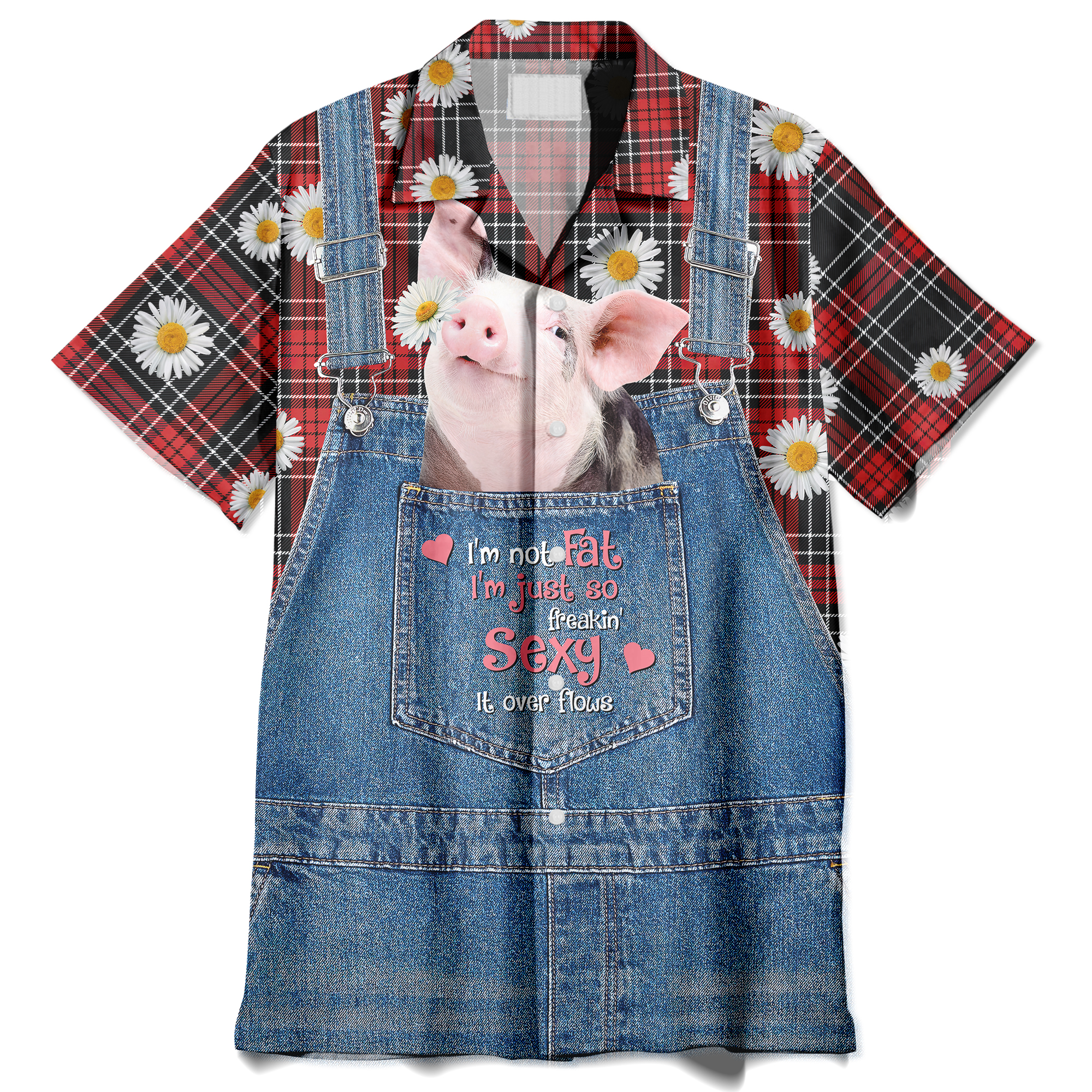Daisy Flowers Pig Sexy Lovely Hawaiian Shirt