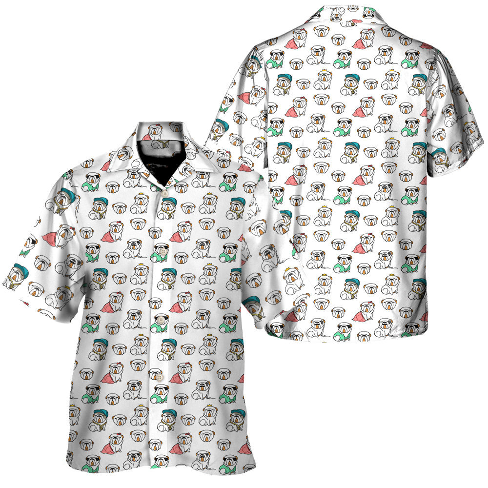English Bulldog Pattern Print Design 03 Men's All Over Print Hawaiian Shirt