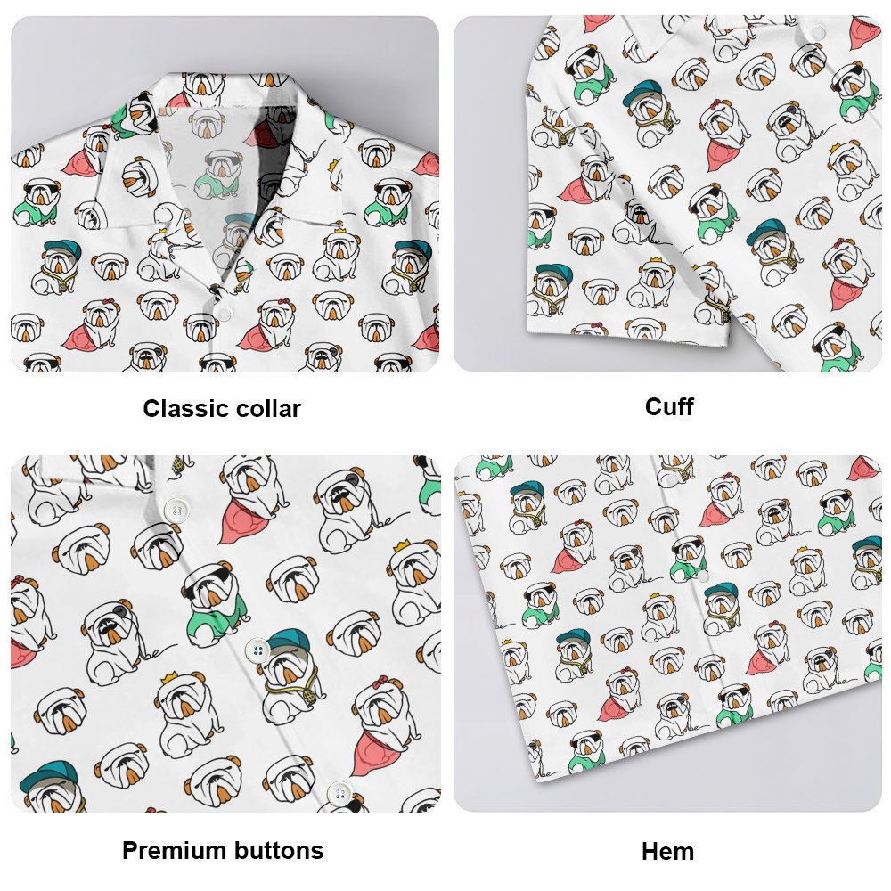 English Bulldog Pattern Print Design 03 Men's All Over Print Hawaiian Shirt