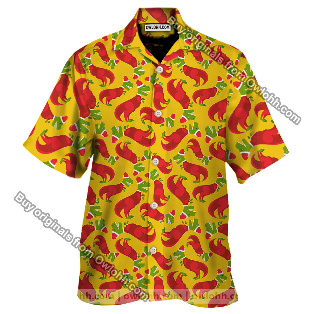 Santa Claus T-Rex Christmas Dino Print Men’s Short Sleeve Shirt