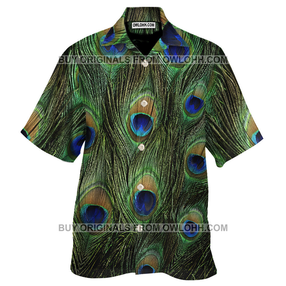 Peacock Tail Print Men’s Short Sleeve Shirt