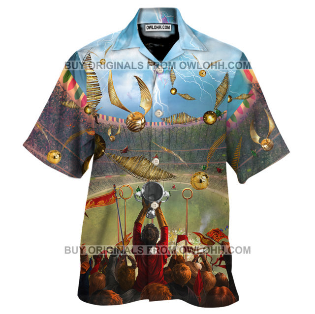 Quidditch Game Golden Snitch Hawaiian Shirt For Men Women