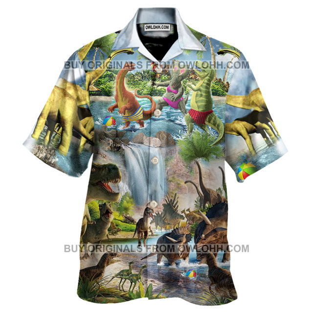 Dinosaur Love Swimming Love Beach Unisex Hawaiian Aloha Shirts