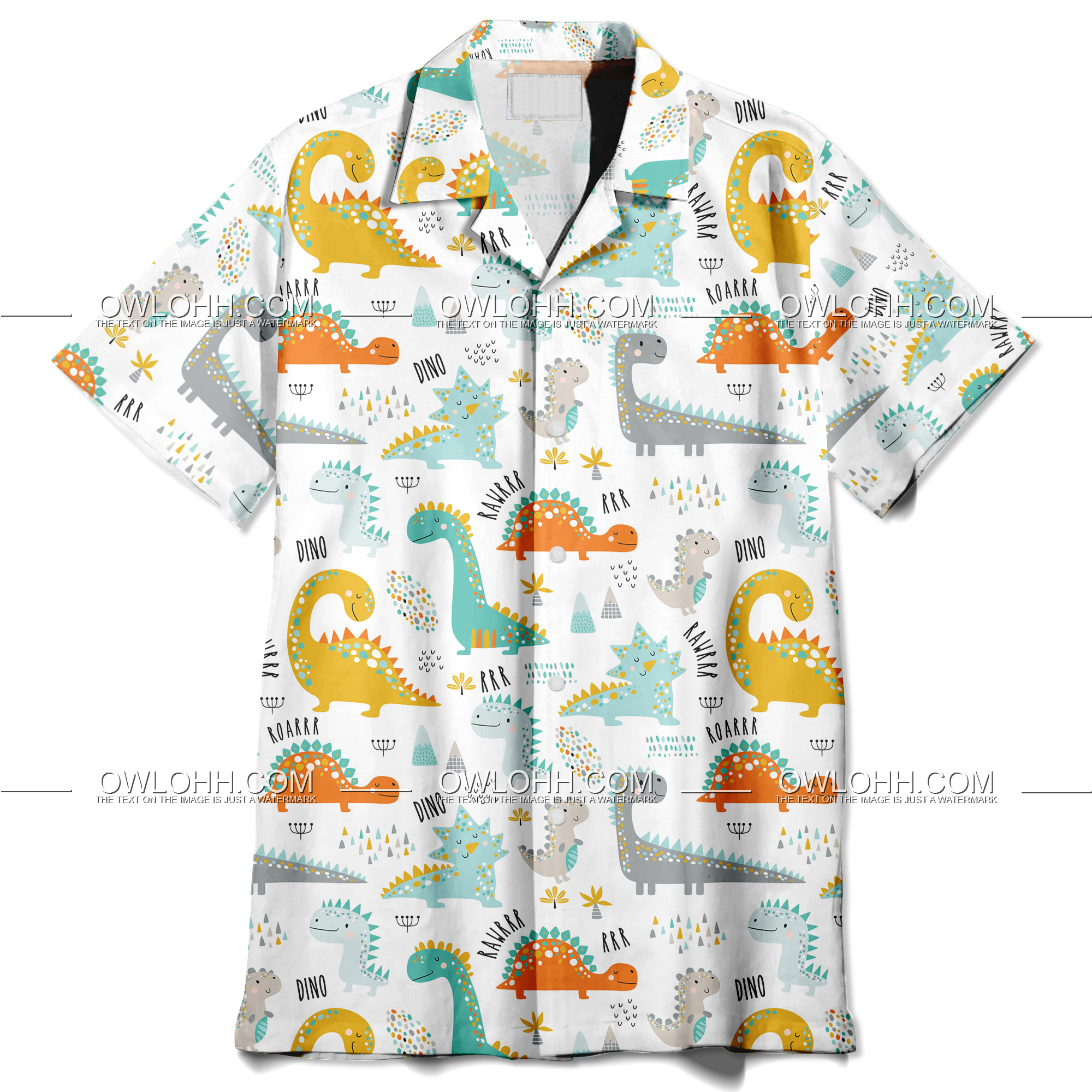 Cute funny kids dinosaurs pattern Men’s All Over Print Hawaiian Shirt