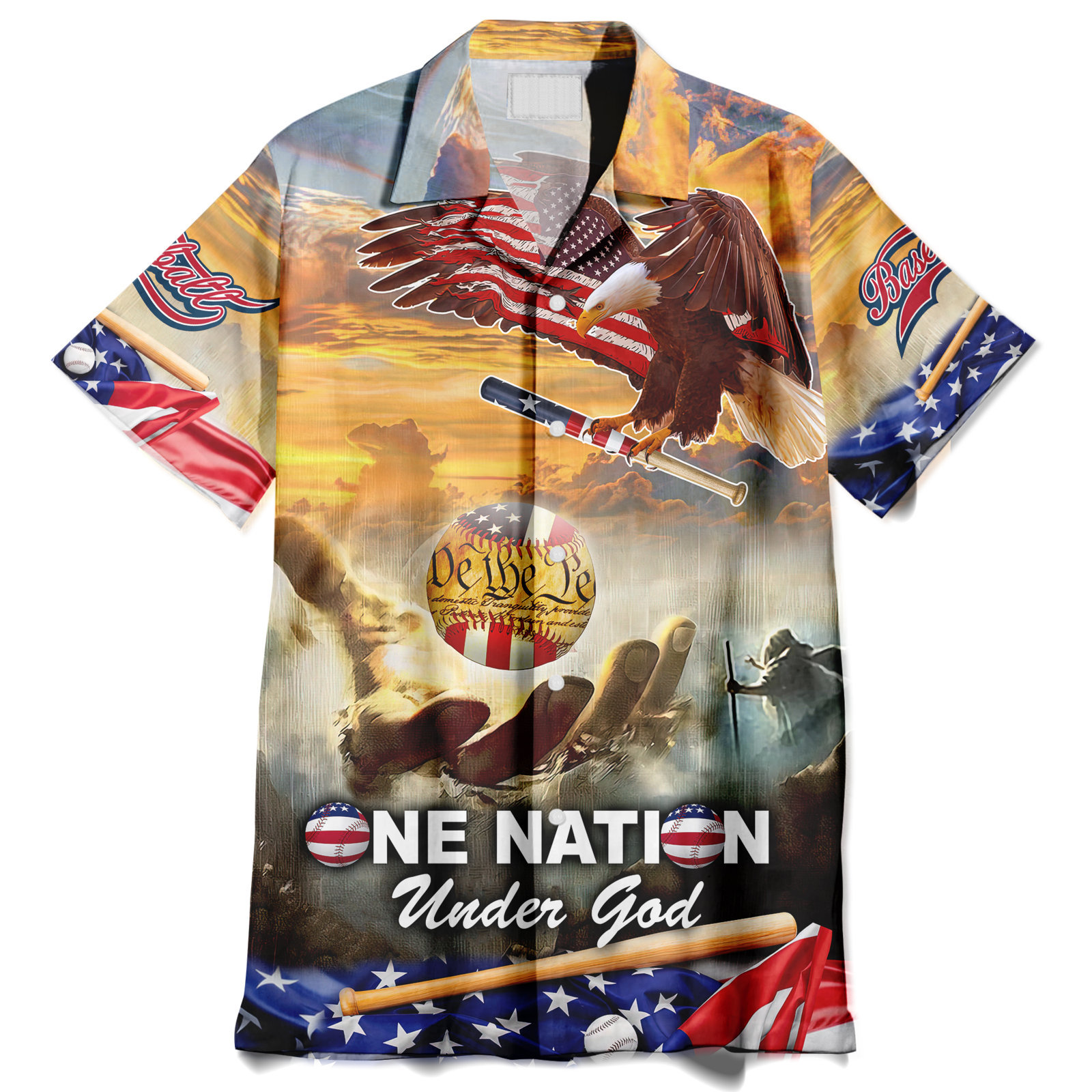 Baseball One Nation Under God Hawaiian Shirt