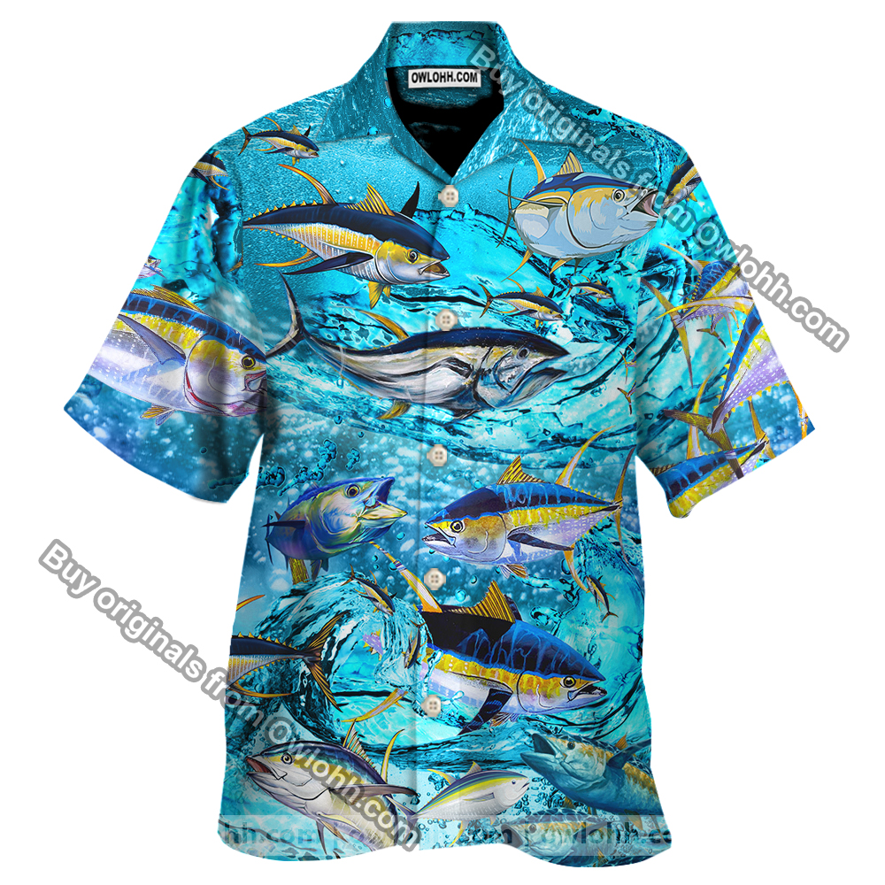 Fishing Tuna Fish In The Blue Sea – Hawaiian Shirt – For Men and Women- Kids – OwlOhh