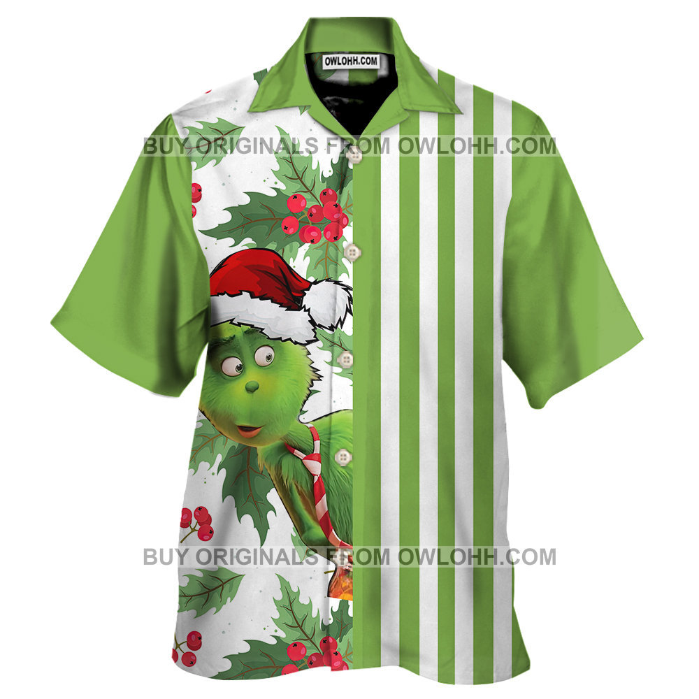 Christmas Big Grinch Print With Cherry Hawaiian Shirt – For Men and Women- Kids – OwlOhh