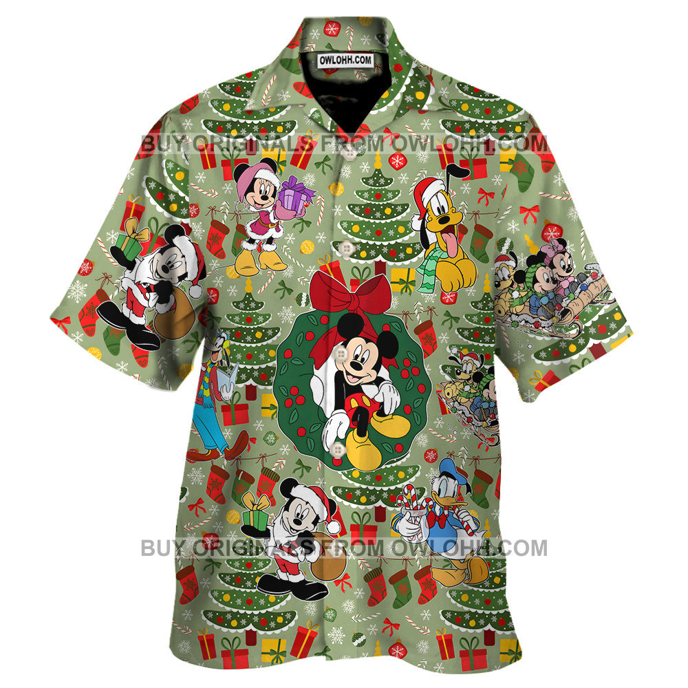 Funny Mickey Tree Disney Christmas Hawaiian Shirts World Disneyland Button – For men and Women – OwlOhh