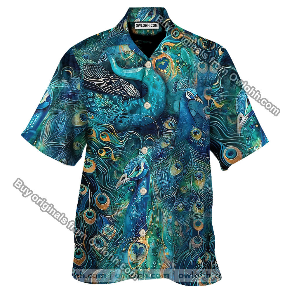 Peacock Teal Hawaiian Shirt