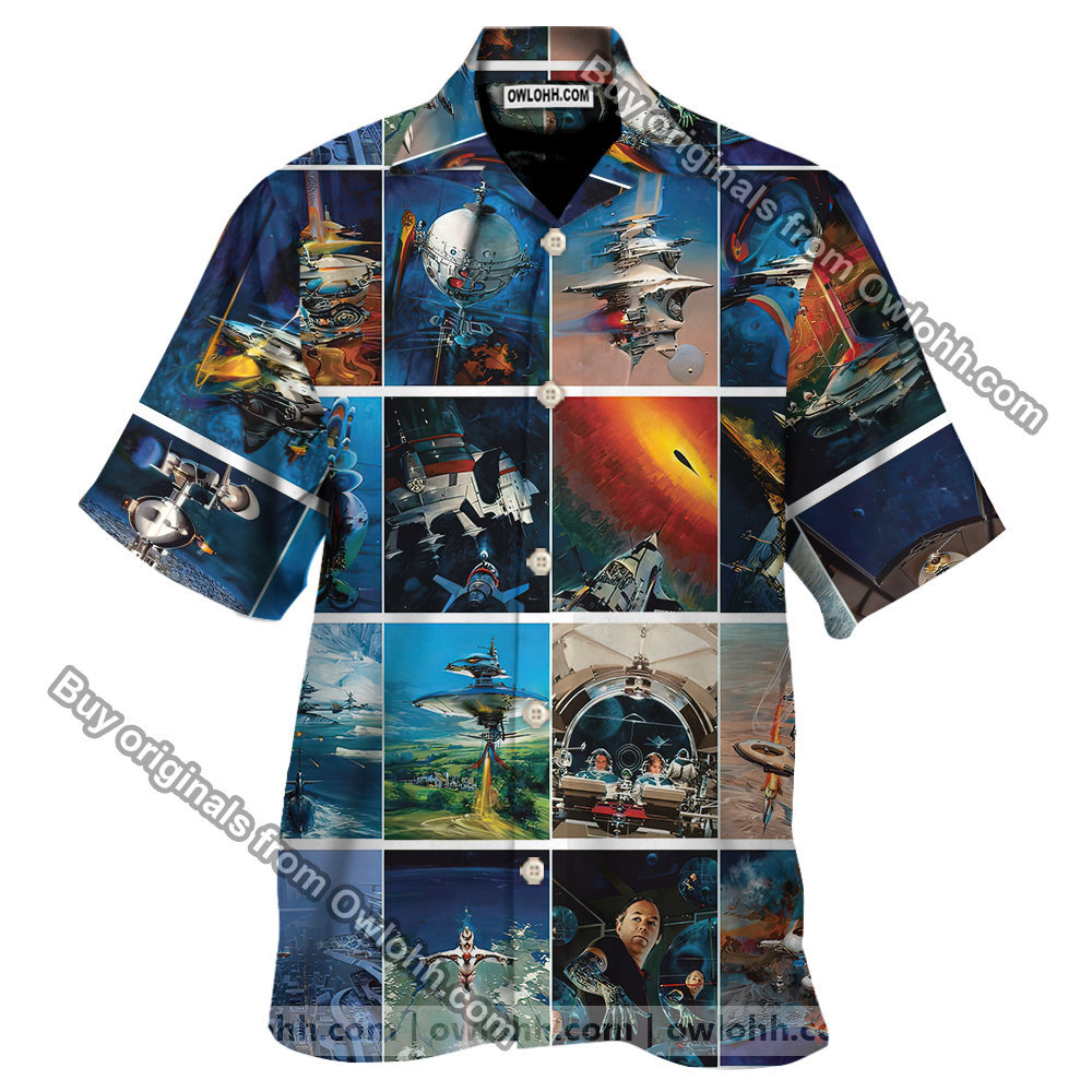 Vintage Sci-Fi Space Battle Alien Comic Art – Hawaiian Shirt – Owl Ohh