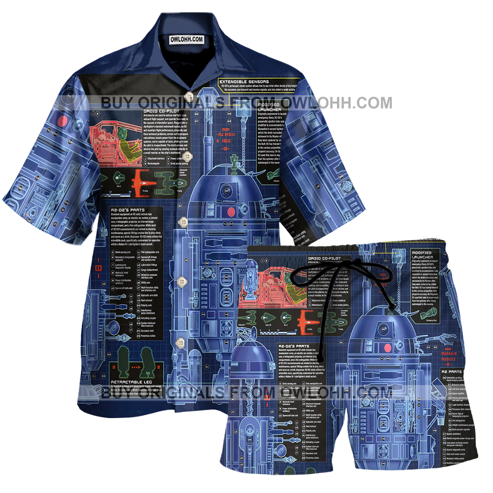 Starwars R2-D2 R2 Series Astromech Droid Industrial Automaton 32 BBY - Hawaiian Shirt - Owl Ohh