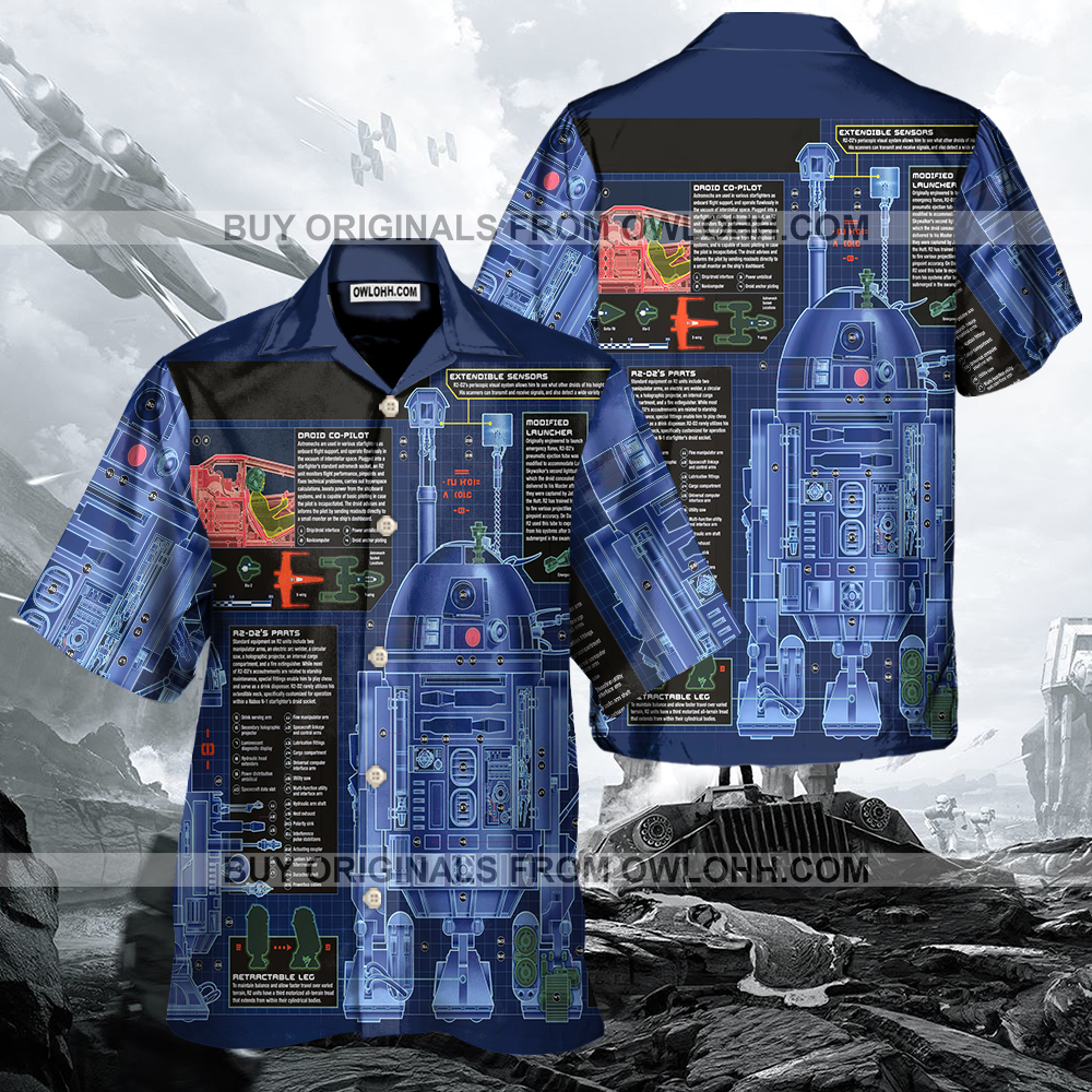 Starwars R2-D2 R2 Series Astromech Droid Industrial Automaton 32 BBY - Hawaiian Shirt - Owl Ohh