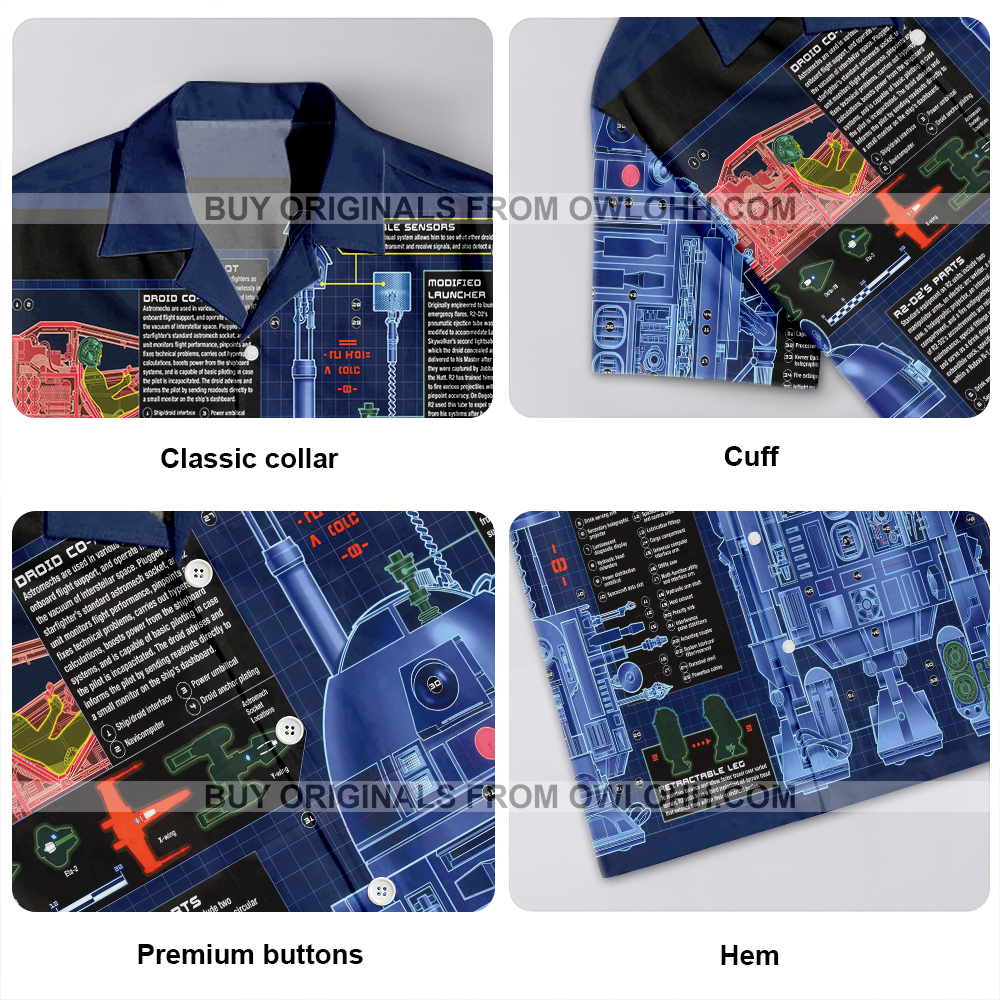 Starwars R2-D2 R2 Series Astromech Droid Industrial Automaton 32 BBY - Hawaiian Shirt - Owl Ohh