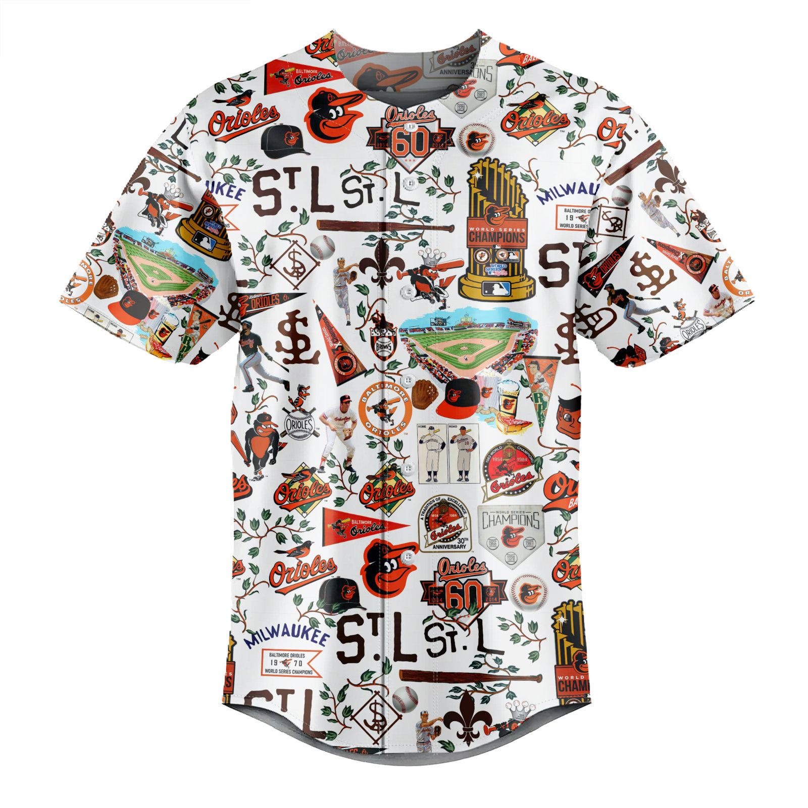 Baltimore Orioles Homeruns, Hibiscus, and Golden Memories - Baseball Jersey - Owl Ohh
