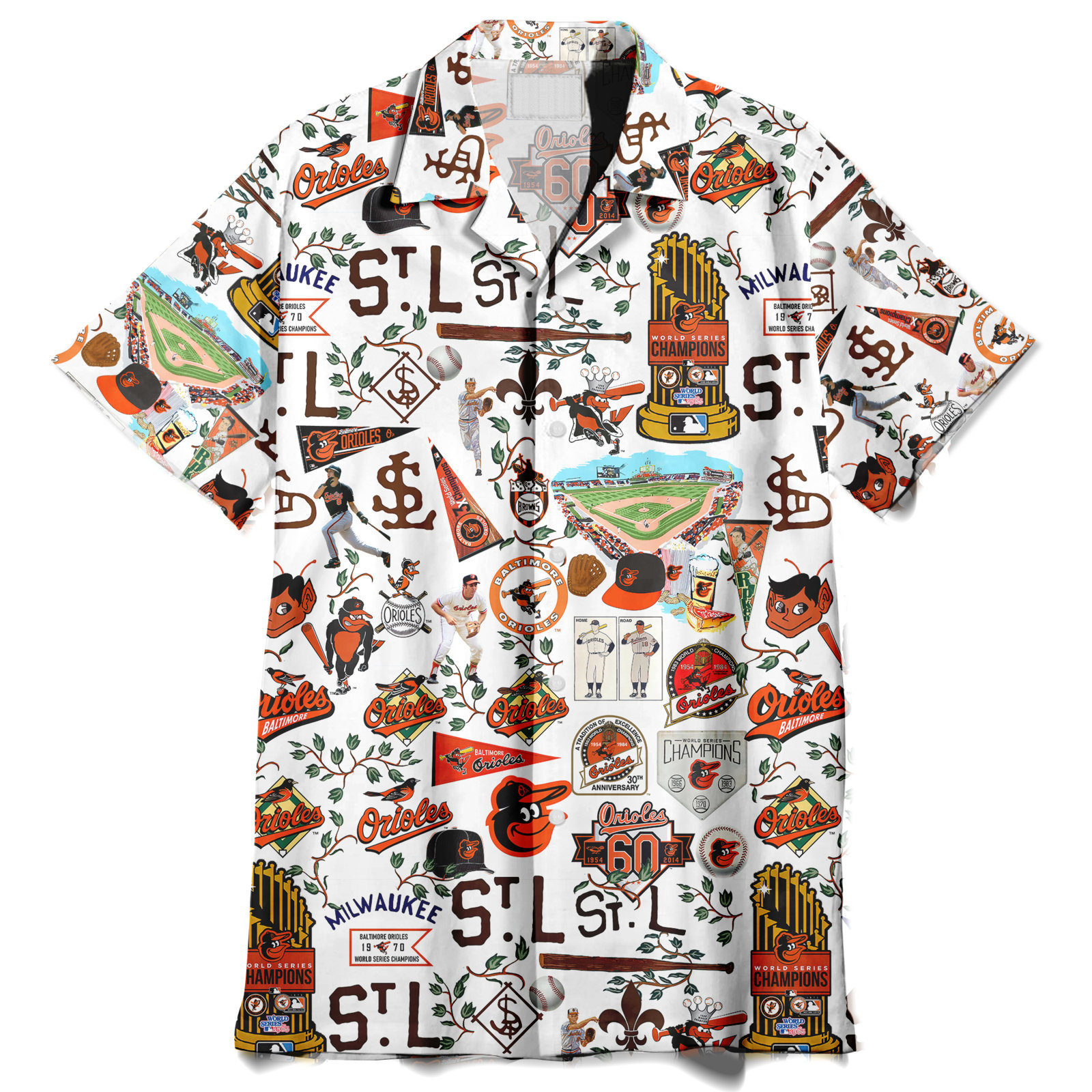 Baltimore Orioles Homeruns, Hibiscus, and Golden Memories - Hawaiian Shirt - Owl Ohh