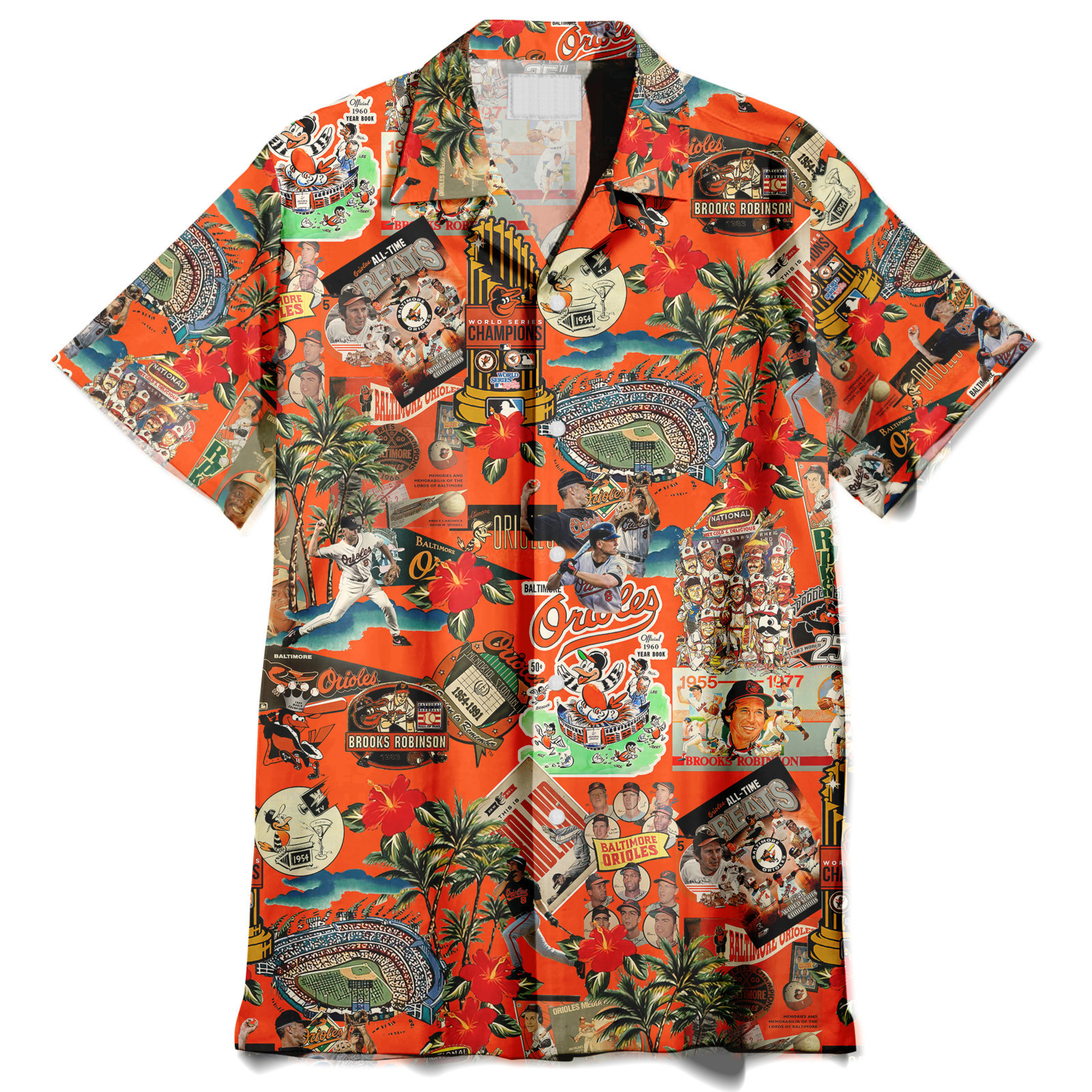 Baltimore Orioles Palm Trees, Pennants, and Baseball Glory - Hawaiian Shirt - Owl Ohh