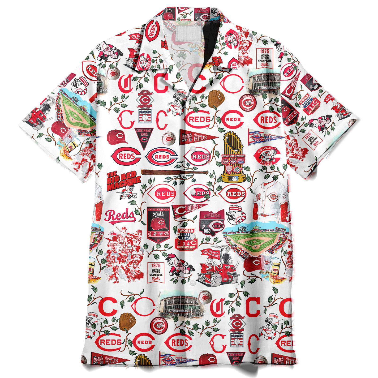 Cincinnati Reds Homeruns, Hibiscus, and Golden Memories - Hawaiian Shirt - Owl Ohh