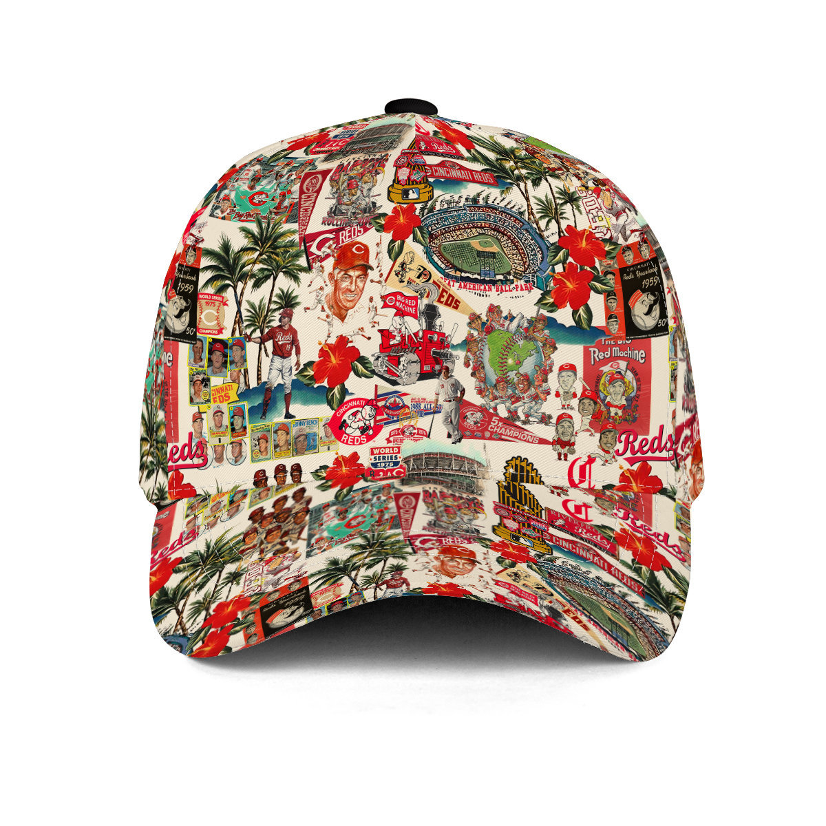 Cincinnati Reds Palm Trees, Pennants, and Baseball Glory - Classic Cap - Owl Ohh