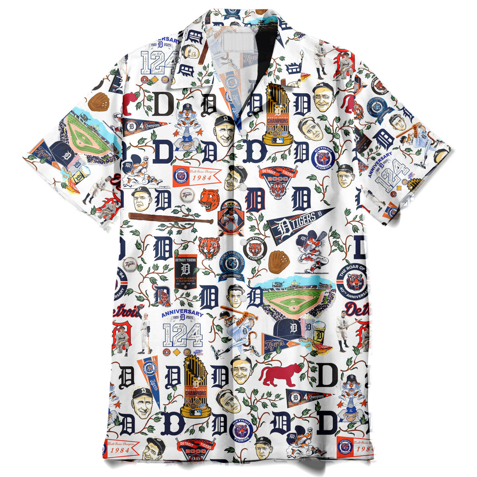 Detroit Tigers Homeruns, Hibiscus, and Golden Memories - Hawaiian Shirt - Owl Ohh