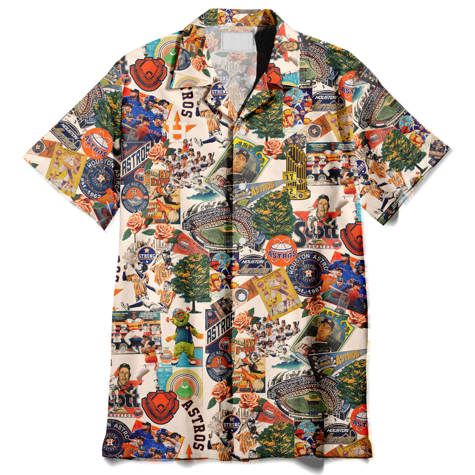 Houston Astros Swingin' Bats and Tropical Stadium Dreams - Hawaiian Shirt - Owl Ohh