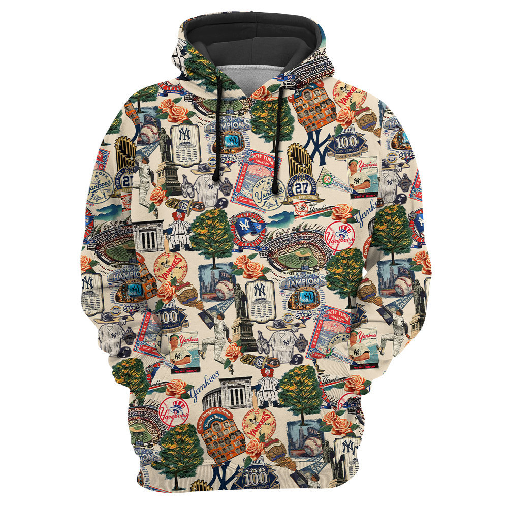 New York Yankees Swingin’ Bats and Tropical Stadium Dreams – Hoodie – Owl Ohh