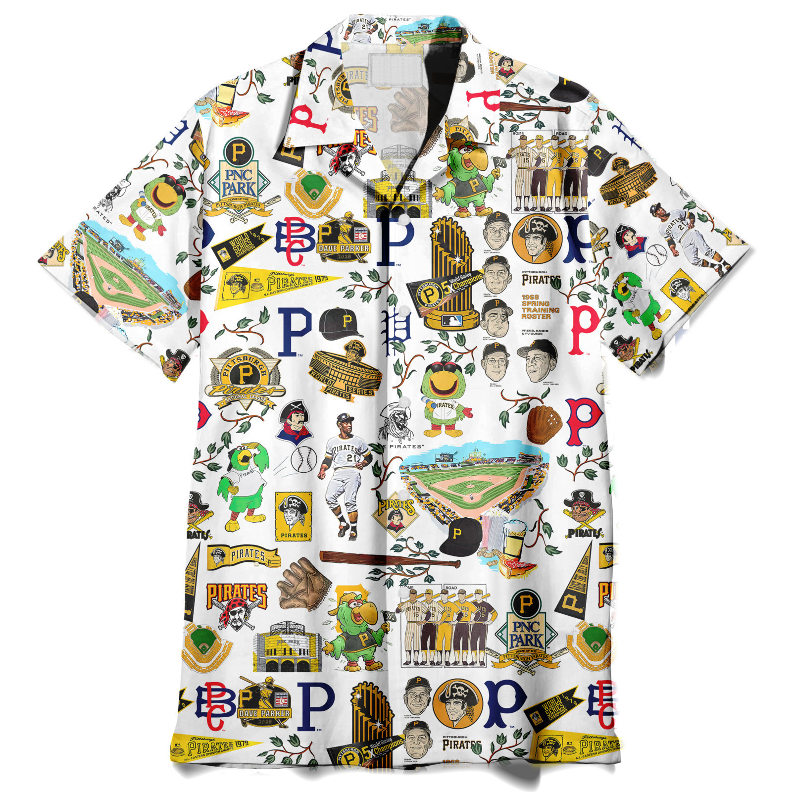Pittsburgh Pirates Homeruns, Hibiscus, and Golden Memories - Hawaiian Shirt - Owl Ohh