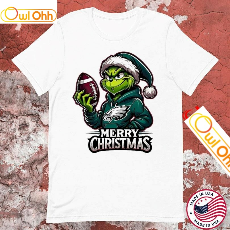 Santa The Grinch Merry Christmas Philadelphia Eagles Logo 2024 T-Shirt, Hoodie, Sweatshirt, Tank Top For Men Women Kid