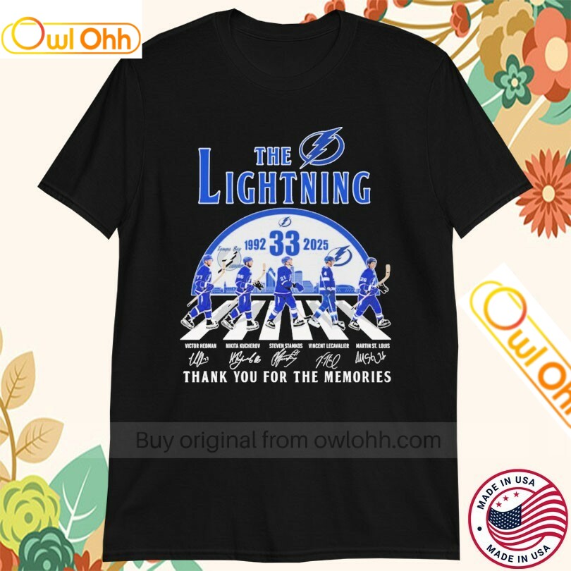 The Tampa Bay 33th 1992 2025 Lightning Thank You For The Memories Road Abbey Signatures T-Shirt, Hoodie, Sweatshirt, Tank Top For Men Women Kid